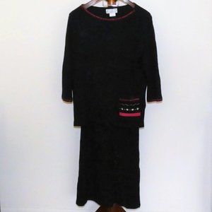 Vintage Saint Germain waffle knit tunic top and long skirt set